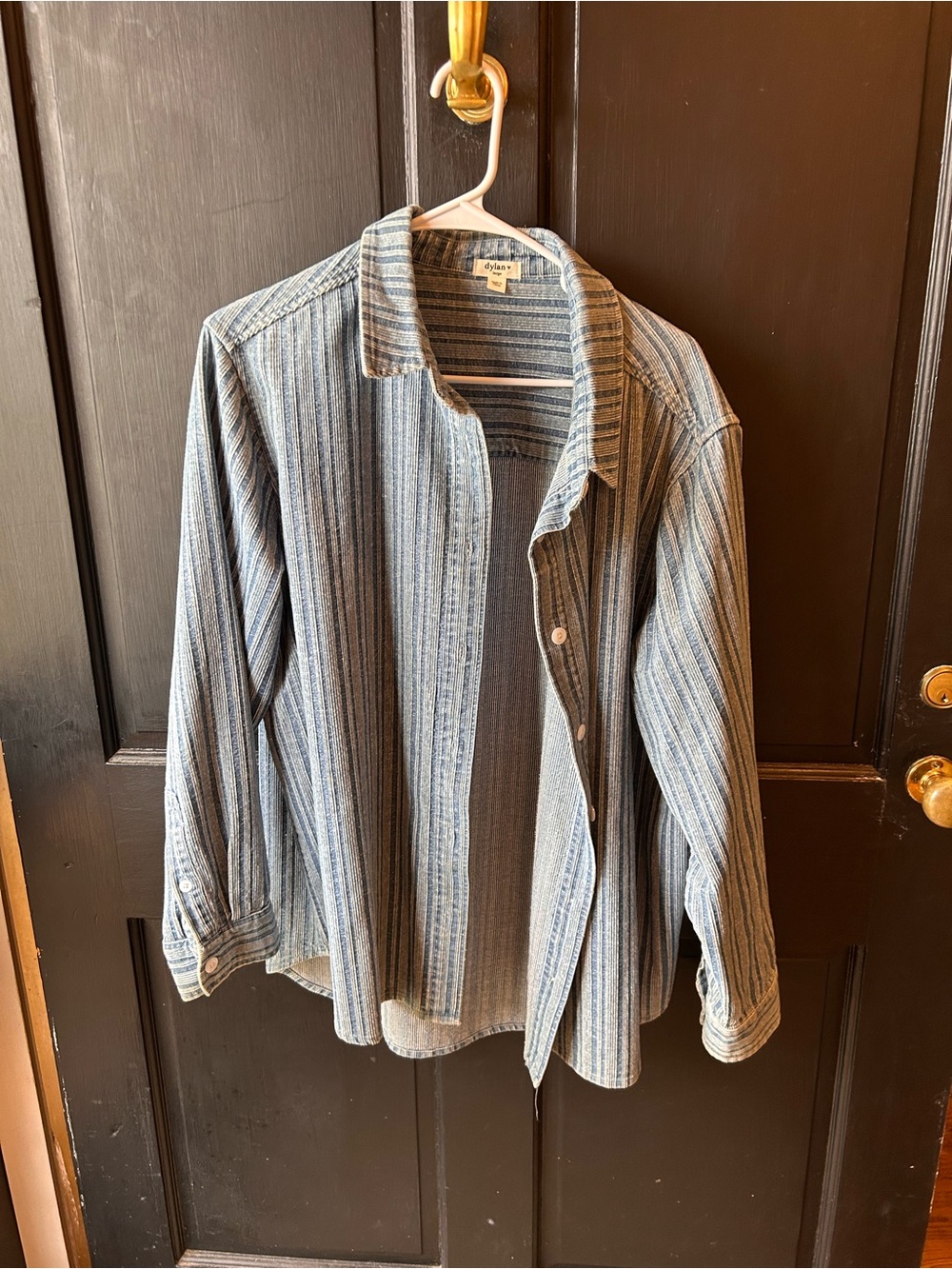 dylan Blue and White Striped Button-Down Shirt